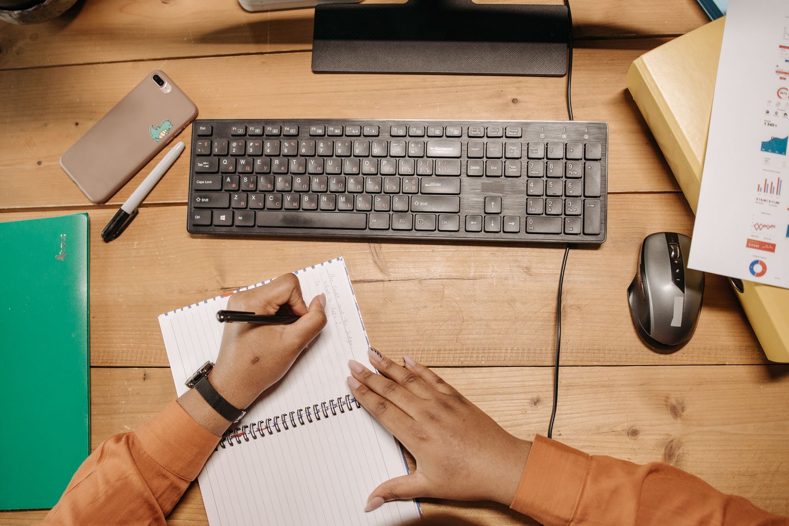 Writing an estimate in a notebook